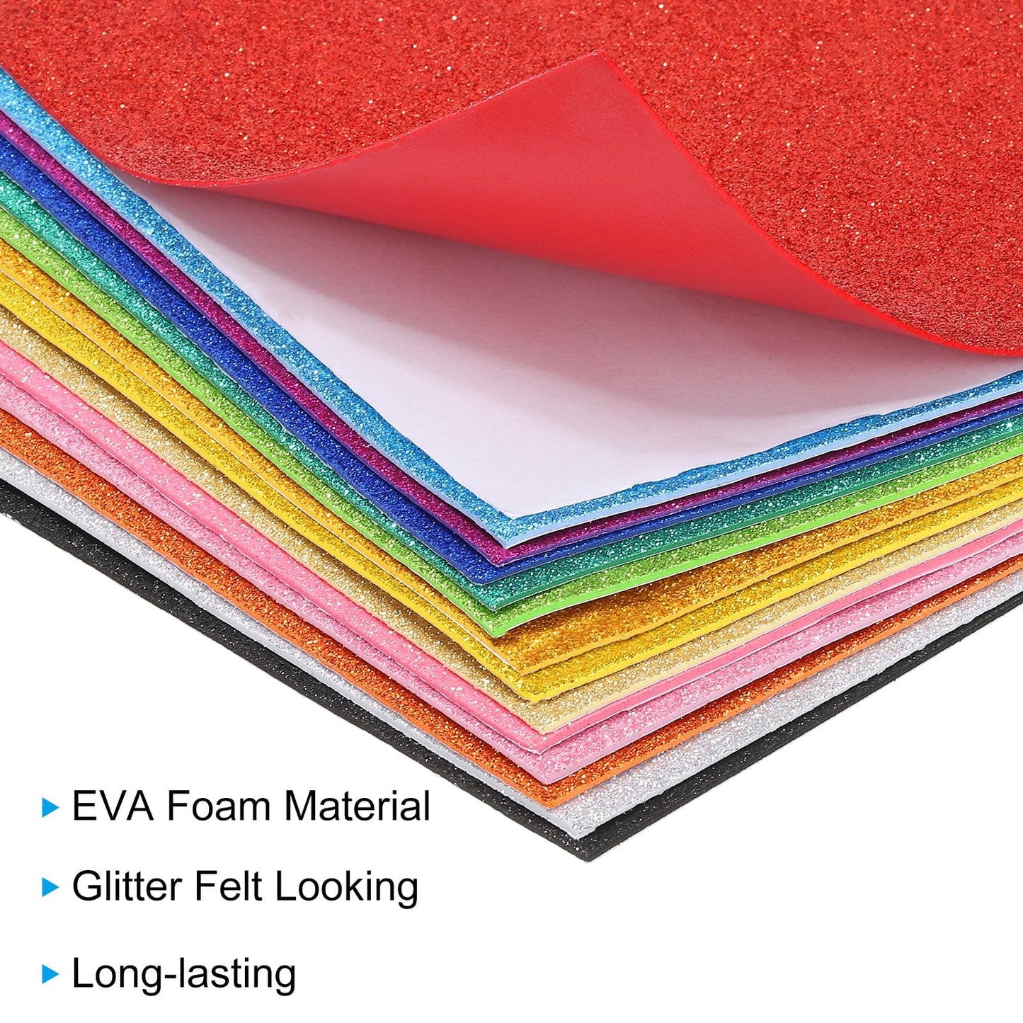 PATIKIL White Shiny EVA Glitter Foam Sheet 11 x 8 Inch 2mm Thick with Back Adhesive Sparkle EVA Glitter Felt for Crafts DIY Project, 20 Pcs