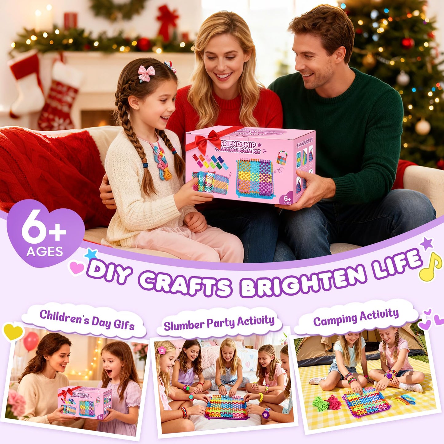 478 Pcs Weaving Loom Kit with Portable Case, Perfect for Making Handbags, Potholder Maker, Bracelet for DIY Crafters & Makers, Complete Craft Kit with Hooks, Gift for Christmas, Birthday, Purple
