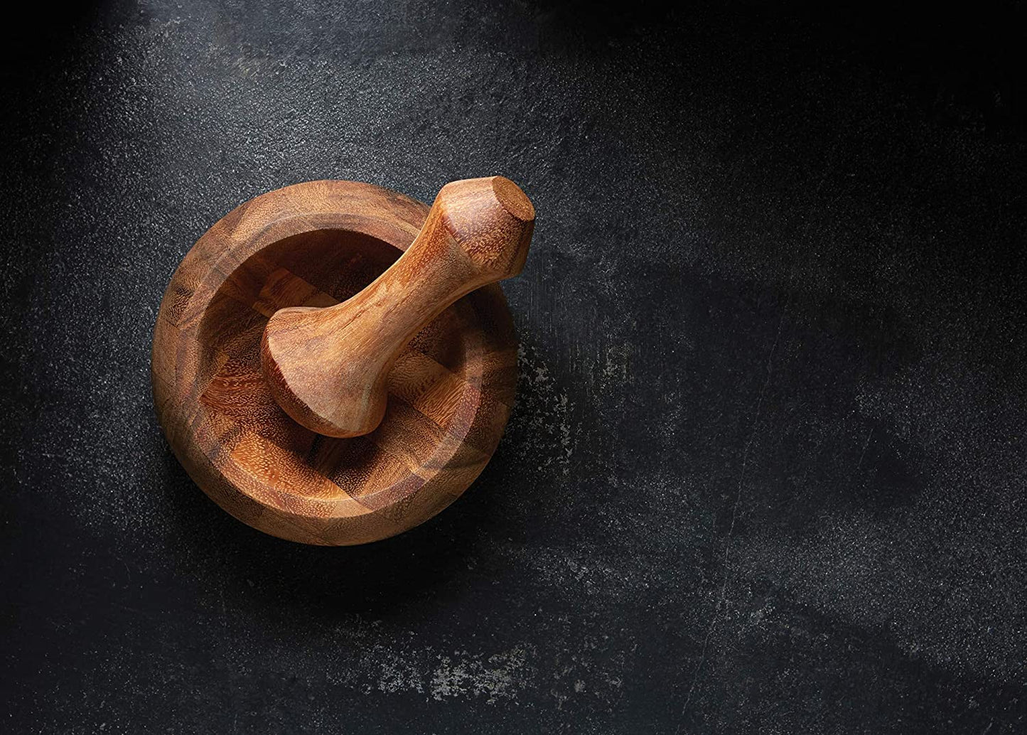 IBLAY Mortar and Pestle, Acacia Wood Herb Spice Masher Mortar,Pestle Grinder/Chopper for Herbs, for Garlic Press, Coffee Grinder, Ginger Crusher, Spice Grinding, Spices and Kitchen Usage