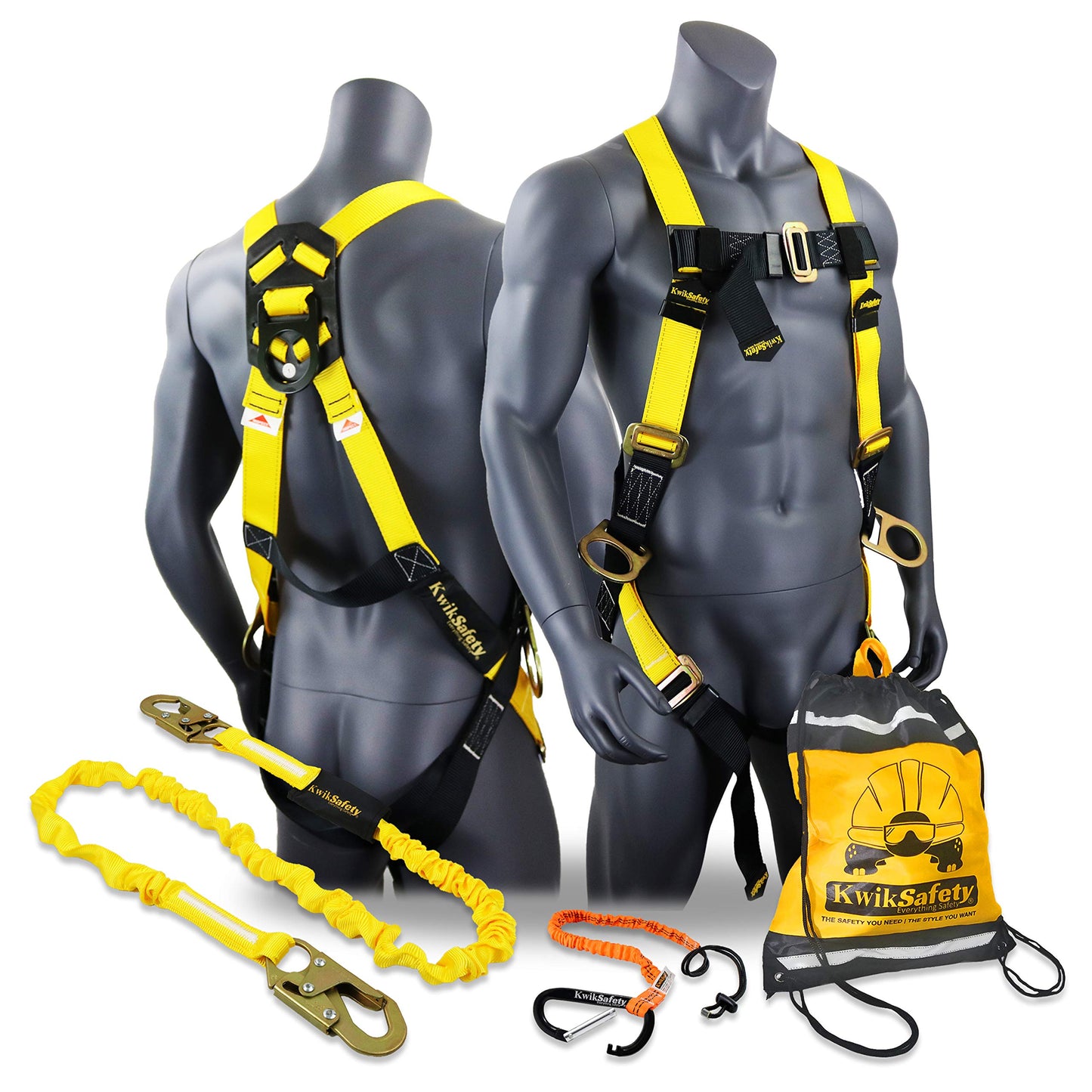 KwikSafety - Charlotte, NC - THUNDER [COMBO] 3D Ring Full Body Safety Harness, 6' Lanyard, Tool Lanyard, ANSI OSHA PPE Fall Protection Arrest Restraint Equipment Universal Construction Roofing