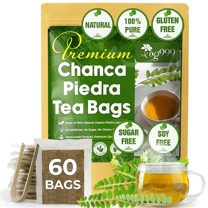 TOG999, 60 Tea bags Dried Chanca Piedra Leaves, Chanca Piedra Tea “Stone Breaker” 100% Natural & Pure. Made with Natural Material Tea Bags. No Sugar, No Caffeine, No Gluten, Vegan.