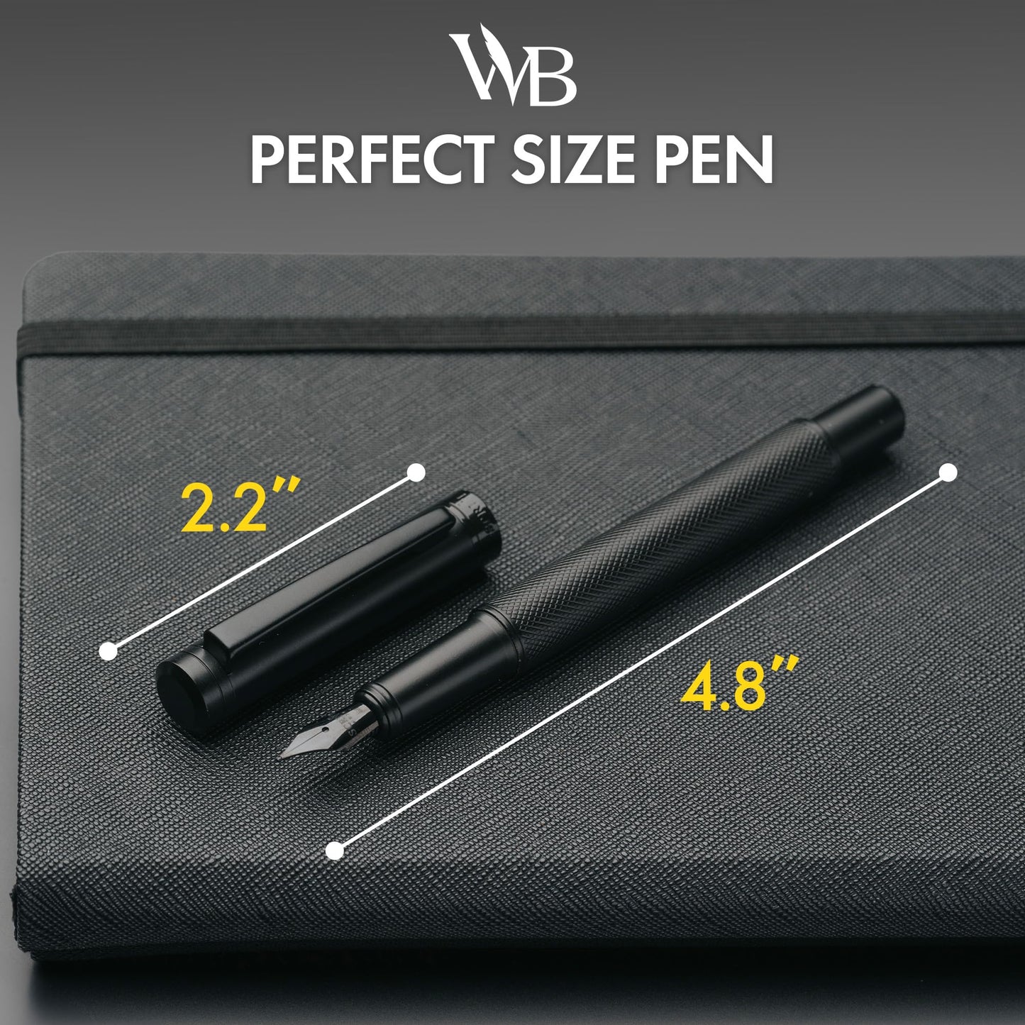 SCRIVI PENS Luxury Fountain Pen Set-[Black] Fountain Pens for Writing - Smooth Medium Nib - Includes Refillable Ink Converter, 5 Ink Cartridges [Black & Blue], Gift Box - Elegant Calligraphy
