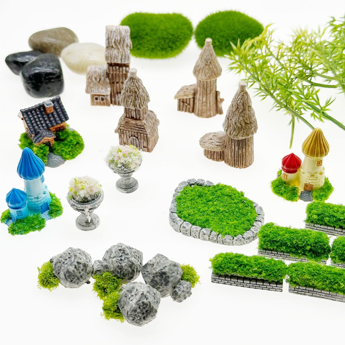 Woohome Fairy Garden Kits 45 PCS Miniature Garden Accessories Micro Landscape Miniature Figurines for DIY Micro Landscape Ornaments