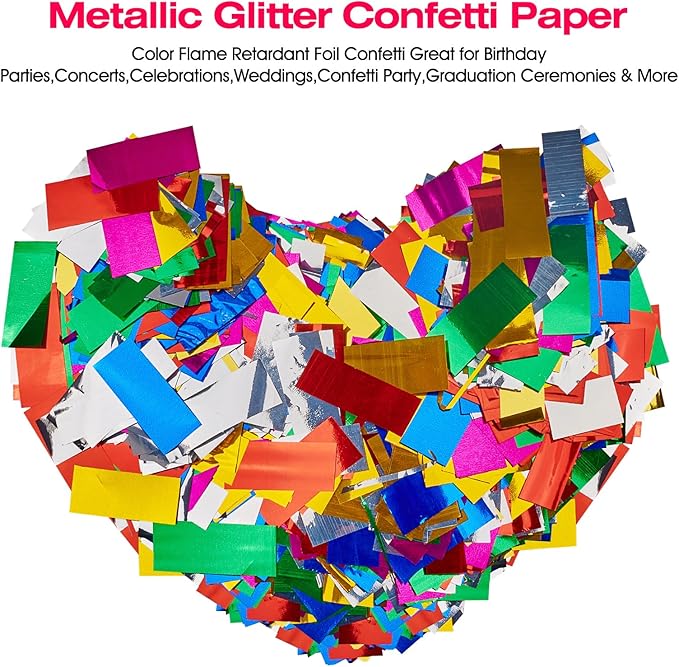 1.1lb Metallic Glitter Confetti Papers - Flame Retardant Foil Colored Paper Great for Birthday Party,Concerts,Celebrations,Weddings,Graduation Ceremonies