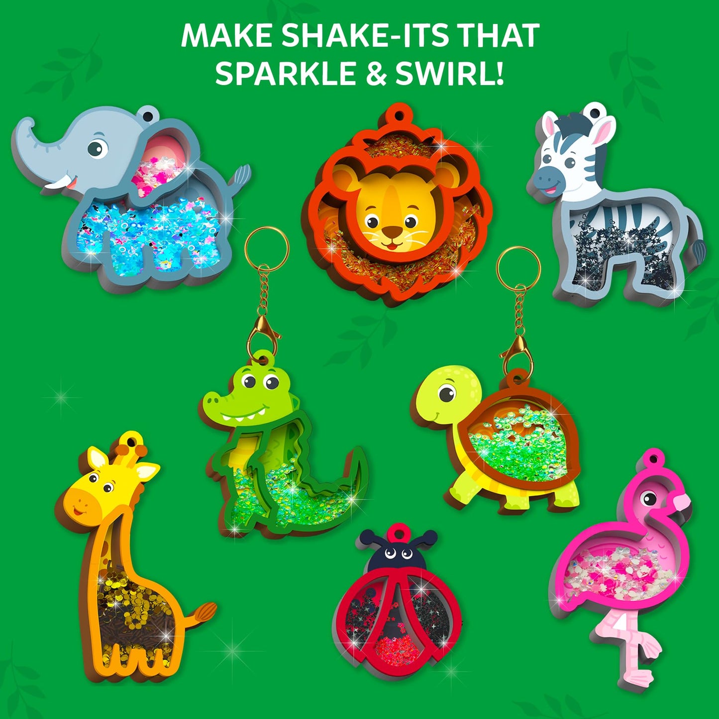Skillmatics Shake-its – Glitter Craft Kit for Kids, DIY Animal Arts & Crafts with Keychains, Mess-Free Activity, Travel Toy, Birthday Gift for Girls & Boys Ages 4, 5, 6, 7, 8, 9