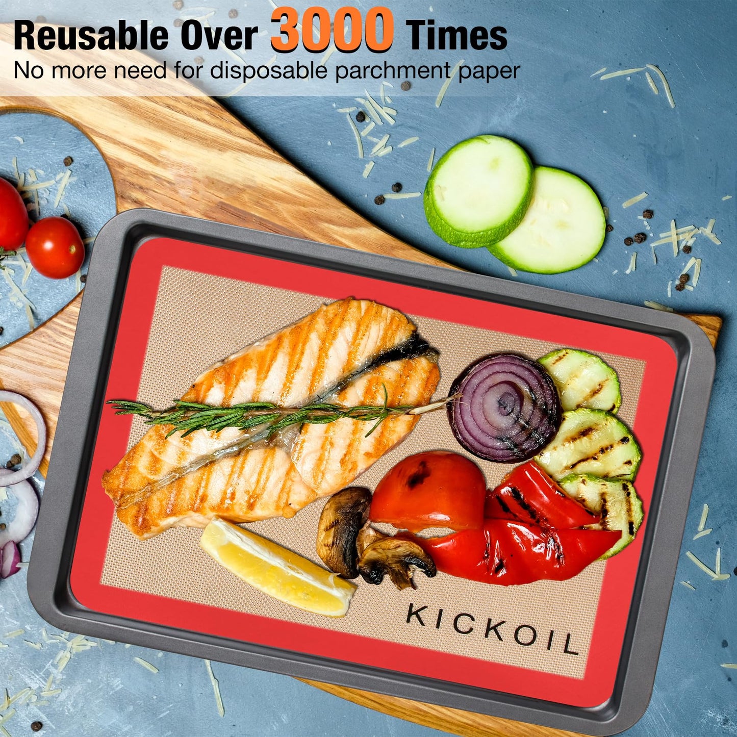 Silicone Baking Mat Large Set 4 Half Sheet-Silicone Bakeware Mat for Oven Reusable Heat Resistant Non Stick Baking Sheet BPA Free Cooking Supplies for Cookie, Bread, Macaron&Pastry,Rectangular