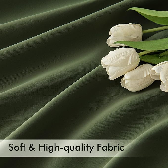 MIULEE Olive Green Back Tab Blackout Curtains 102 Inch Long 2 Panels Set for Bedroom, Rod Pocket/Pinch Pleated Thermal Insulated Living Room Darkening Light Blocking Floor to Ceiling Drapes