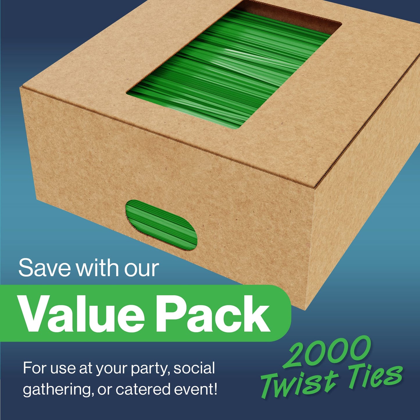 Green Twist Ties for Bags | Bulk 2000 Pack with Dispenser Box | 4" Coated Wire Ties Reusable Bread Twisty Ties for Plastic Bags