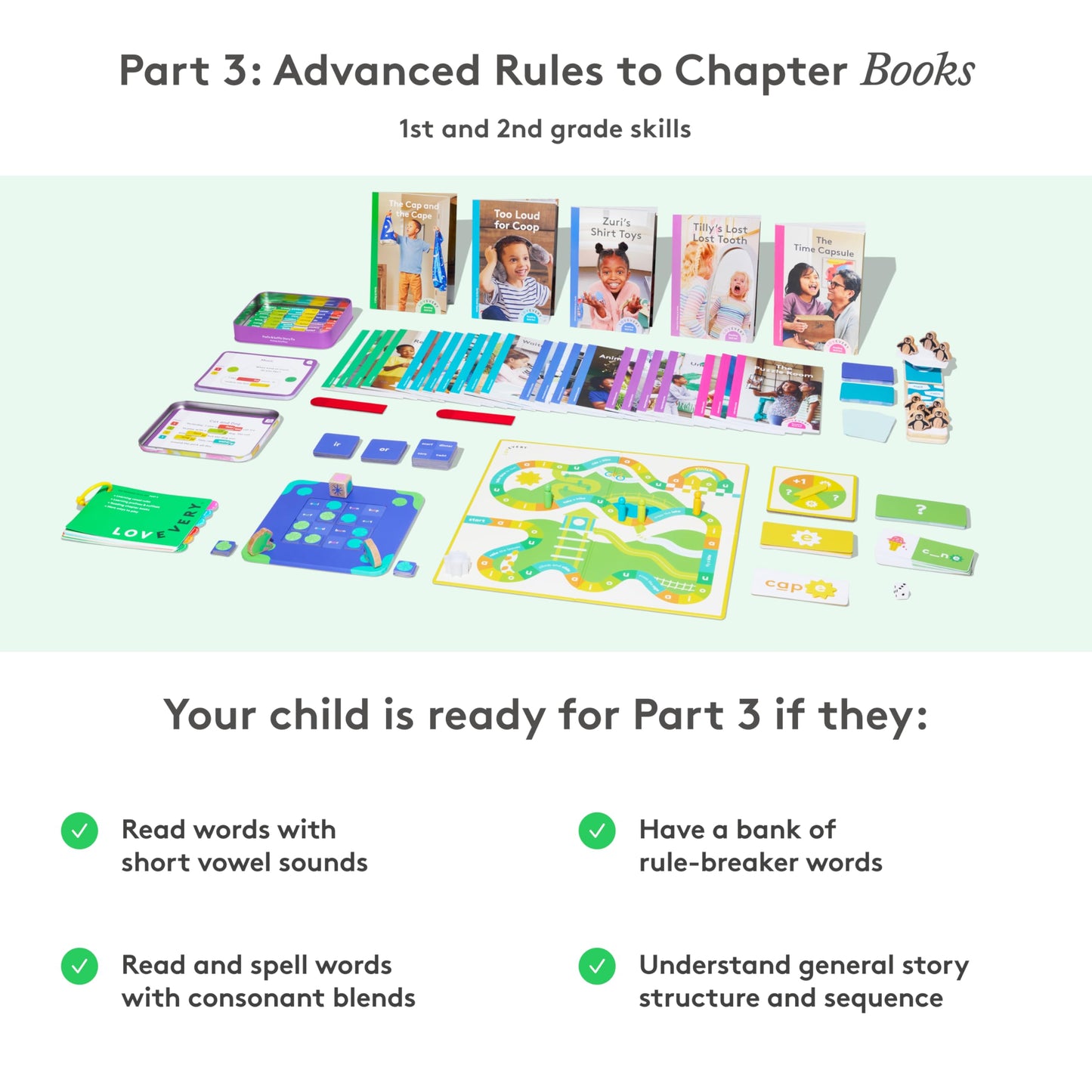 Lovevery, The Reading Skill Set for 1st & 2nd Grade, Includes 3 Games & 27 Books for Early Readers