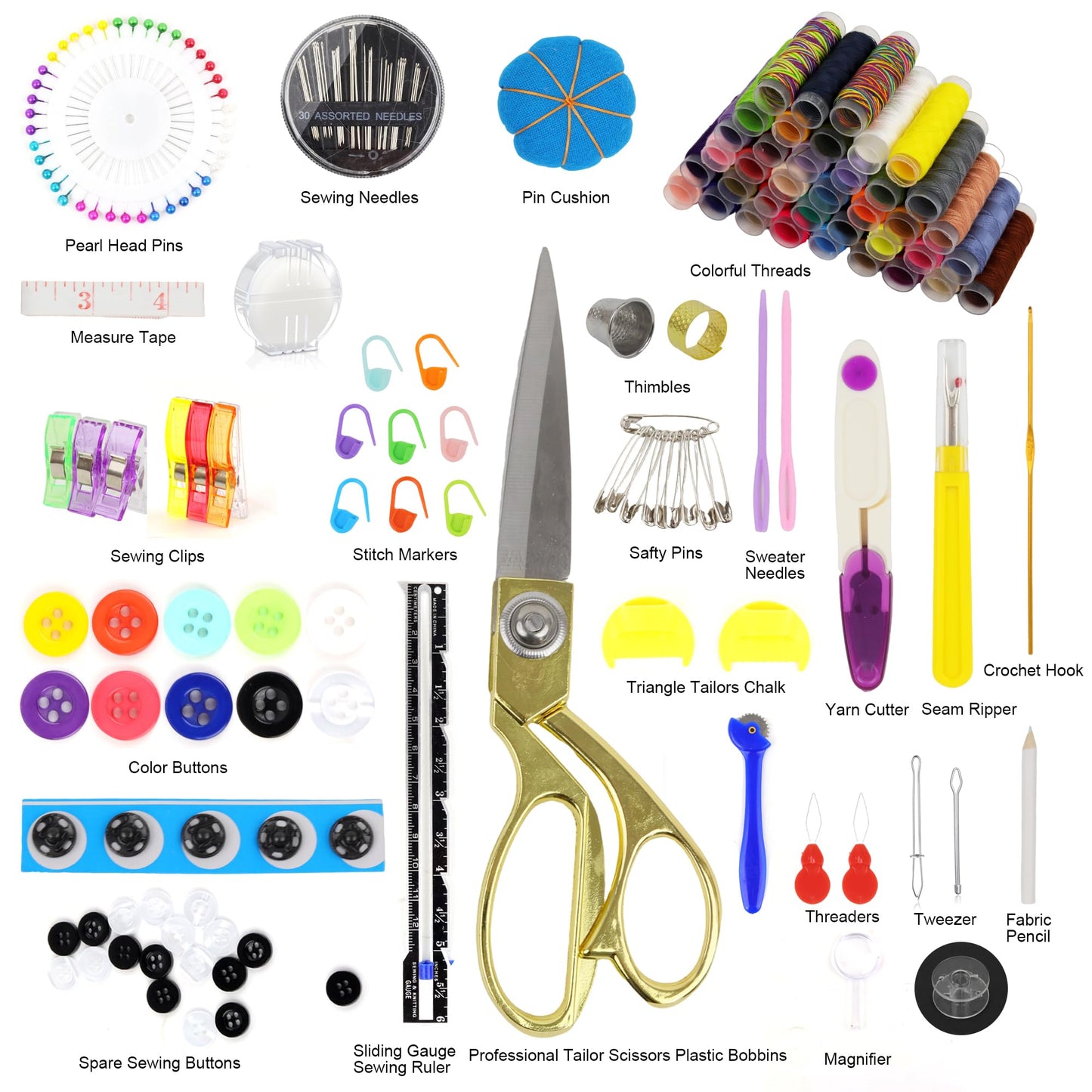 Sewing Kit for Adults, 238 pcs Sewing Accessories,38XL Thread Spools, Friendly for Beginner and Professional for Worker, Suitable for Travel, Home, School and DIY Gift, Needles,Emergency Sewing Kits