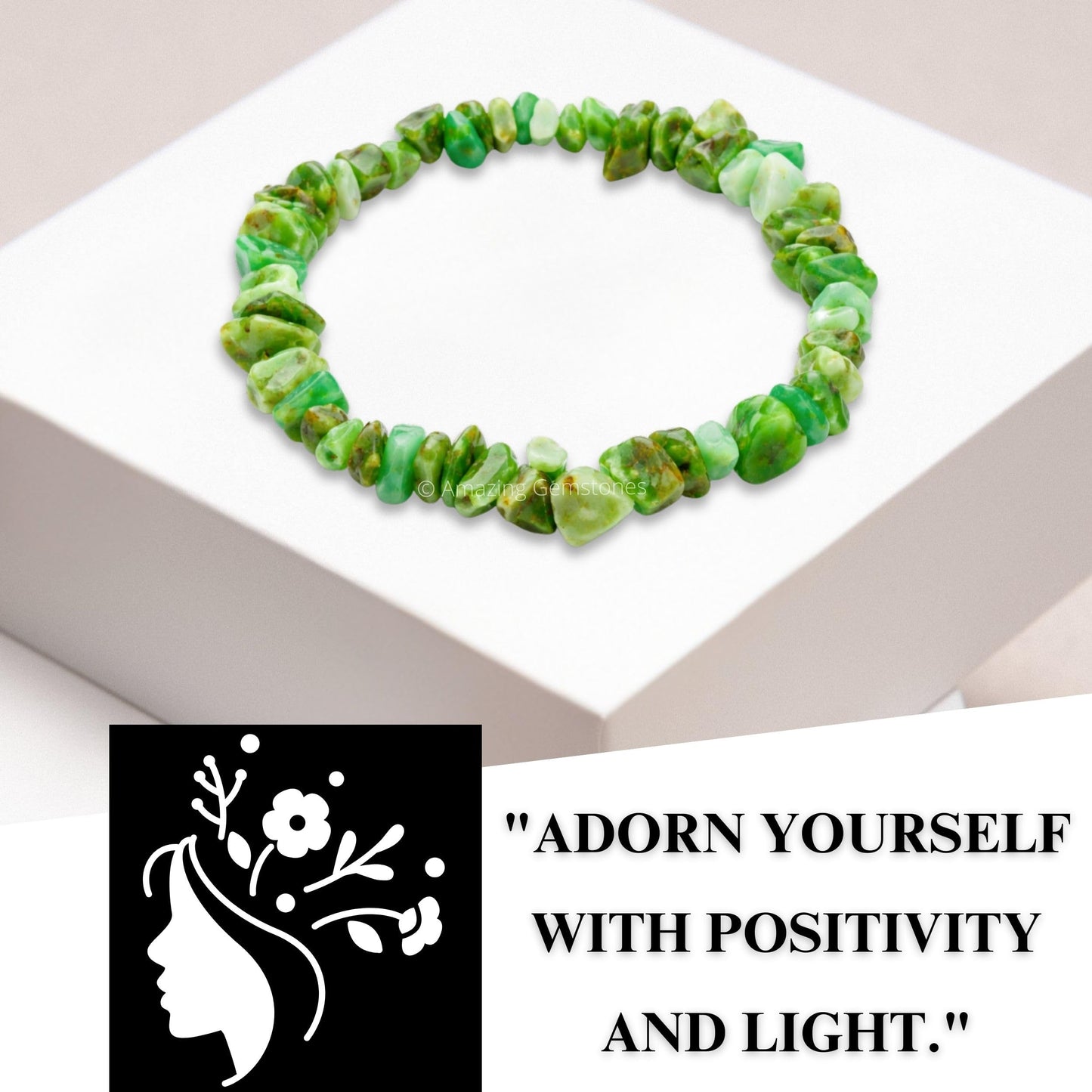 Amazing Gemstone Chips Bracelet (Chrysoprase Premium)