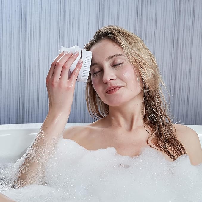Electric Body Brush,5 Attachments Brush Heads Electric SPA Brush Spin Scrubber for Shower Bathing Cleansing Wash Deep Cleaning with Silicone Rechargeable IPX7 Waterproof
