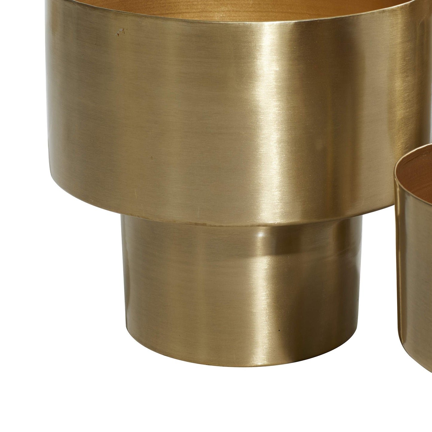 Deco 79 Metal Indoor Outdoor Planter Brushed Small Planter Pot, Set of 3 Planters 7", 8", 10"H, Gold