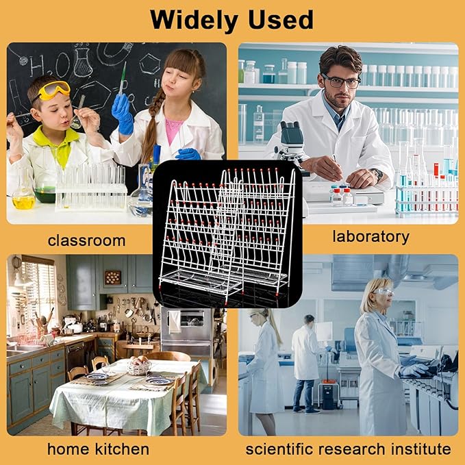 Lab Drying Rack 55 Pegs Lab Glassware Rack Steel Wire Glassware Drying Rack Free-Standing Tube Drying Draining Rack for School Laboratory Utensils (55 pegs)