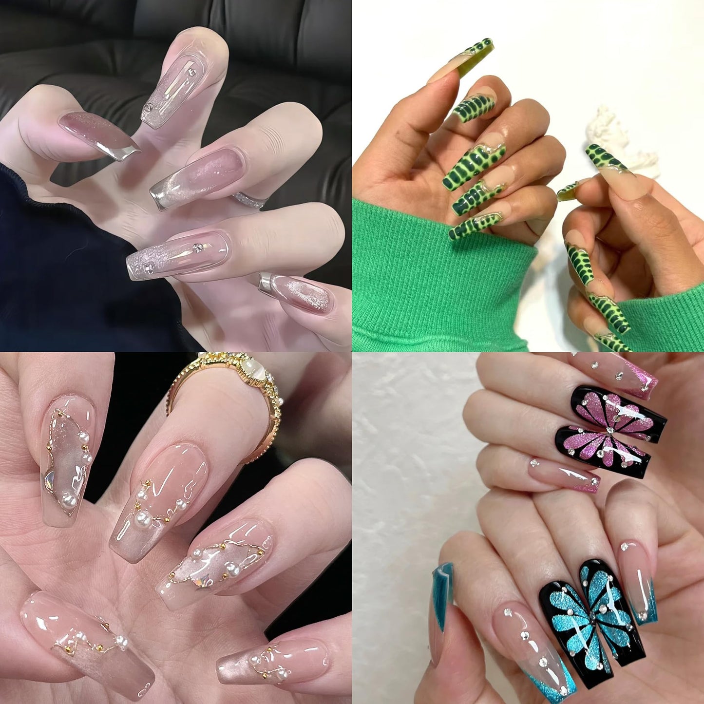 480PCS Nail Tips Clear False Nails Full Cover for Acrylic Fake Nails Kit 12 Sizes 2 Shapes Medium Coffin Medium Stiletto Pre-Shape for Salon Home DIY Gifts