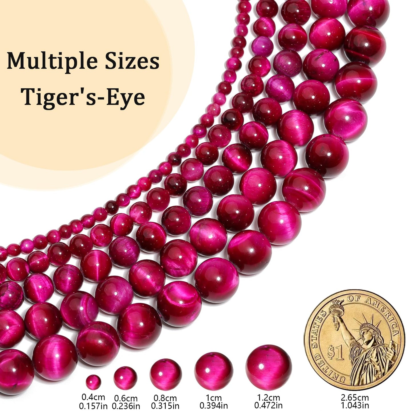 Yochus Natural Tiger Eye Beads, 60Pcs 6MM Onyx Agate Color Enhance Round Loose Beads Bulk, DIY Charm Smooth Gemstone Beads for Jewelry Making(4mm 8mm 10mm 12mm Beads)