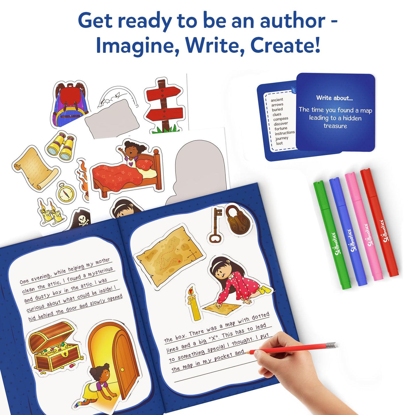 Skillmatics Storybook Art Kit - Create Adventure Stories, DIY Craft & Writing Kit with 300+ Stickers, Scrapbooking & Journal Activity, Gifts for Kids Ages 5, 6, 7, 8, 9, 10