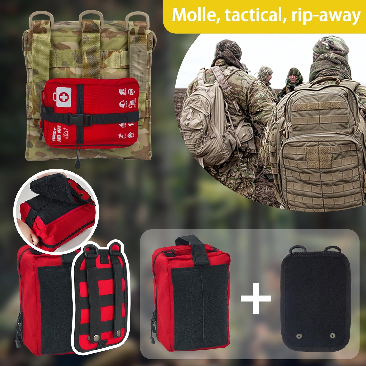 556 Piece Premium Large First Aid Kit, Survival Medical First Aid Bag – Labelled Compartments, Workplace Essential, Home & Sports, Molle Tactical Rip-Away Design, First Responders' Choice for Trauma