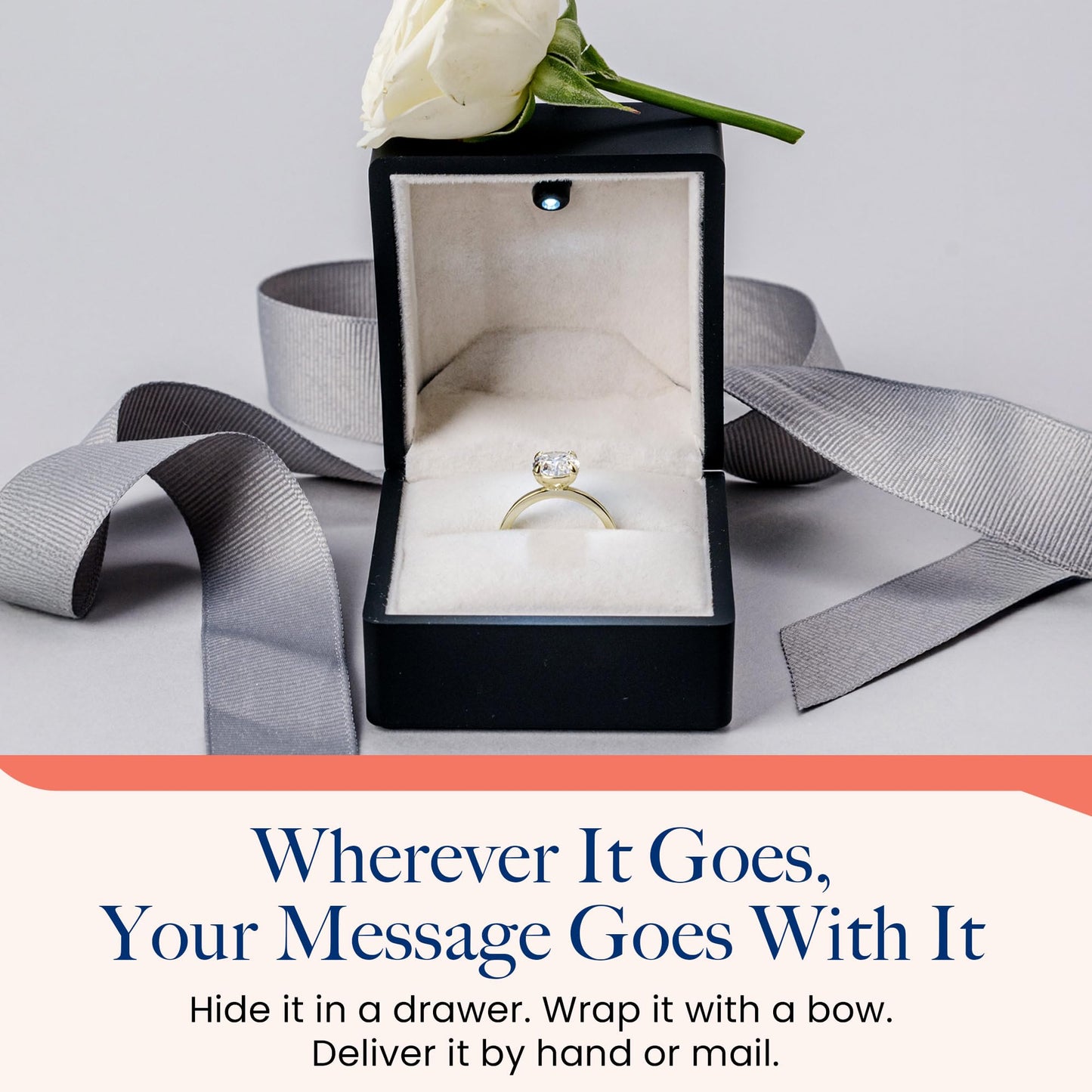 VOICEGIFT Ring Box Recordable Ring Box with LED Light, 60-Second Voice Recorder, Velvet Jewelry Gift Box for Proposal, Engagement, and Keepsake | Black