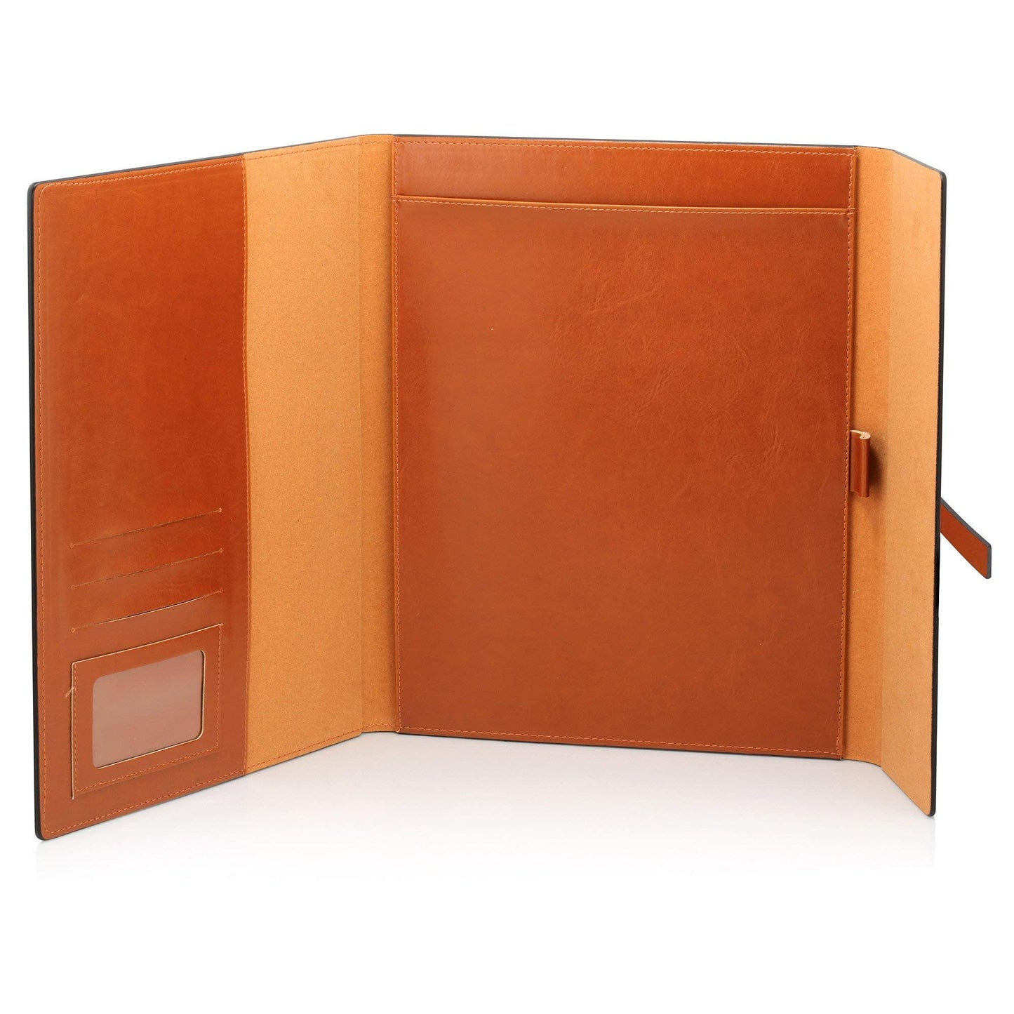GALLAWAY LEATHER Desk Pad Large and Padfolio (Amber Brown) Bundle - Brown