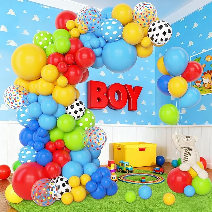 Amandir 152-Piece Blue, Red & Yellow Balloon Arch Kit