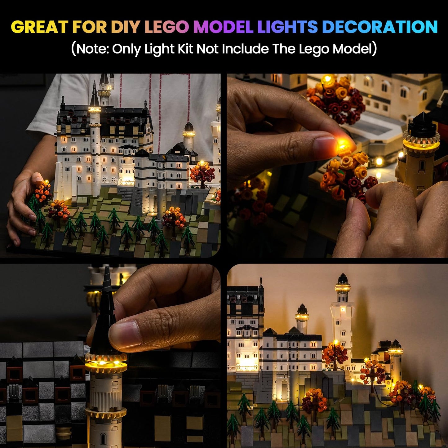 Hilighting Upgraded Led Light Kit Compatible with Lego Architecture Neuschwanstein Castle Building Set, Lights Decoration Compatible with Lego 21063, Gift for Architecture Fan (Model Not Included)
