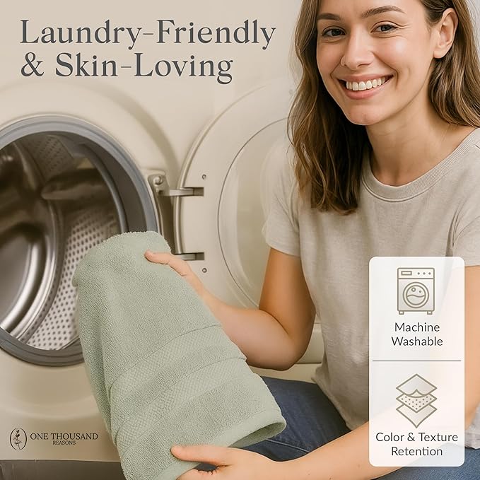 Premium Staple Cotton Bathroom Towel Set - Sage Green 600 GSM 6-Piece Luxury Bath Towel Set 3 Stripe - 2 Bath Towels, 2 Hand Towels & 2 Washclothes Set - High Absorbent & Quick Dry for Gym, Spa, Hotel