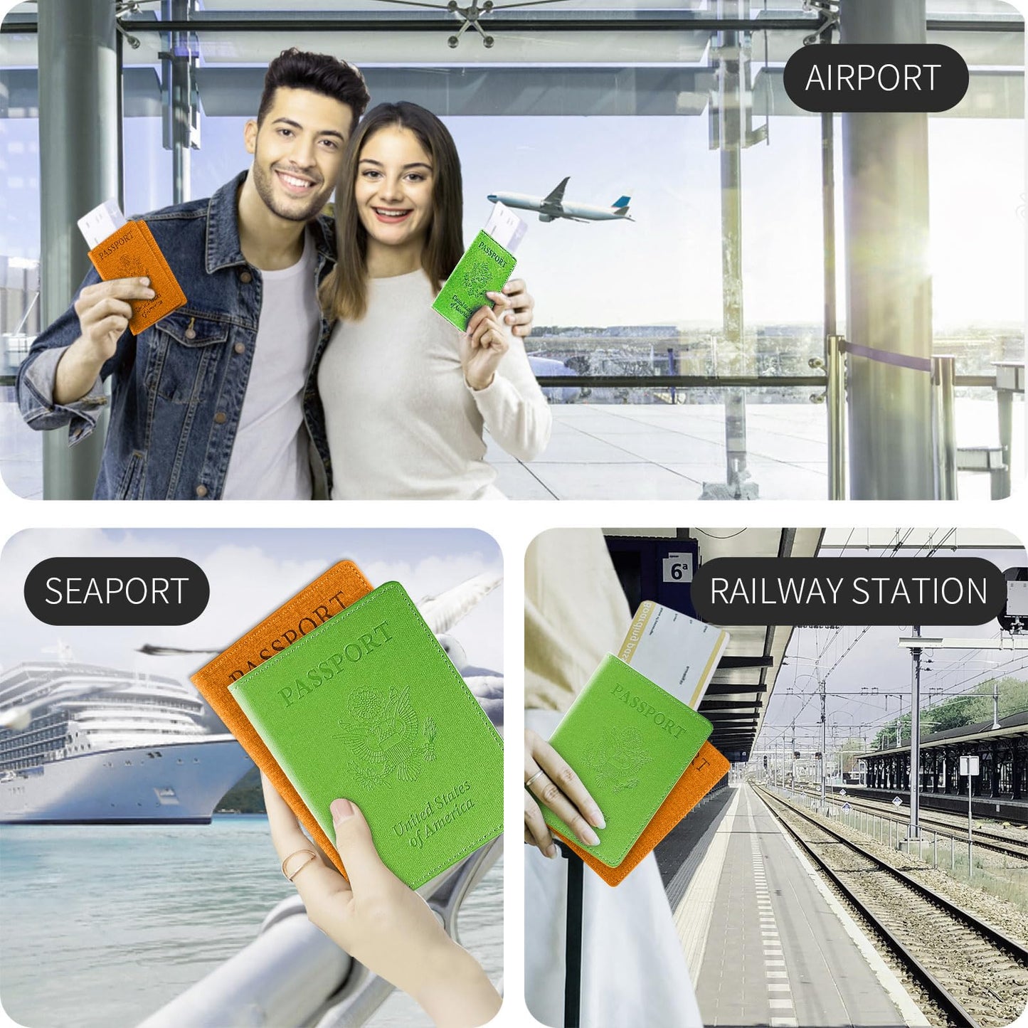 VIDIVICI 2Pack Passport Wallet, Travel Gifts, Travel Accessories - Yellow&Green