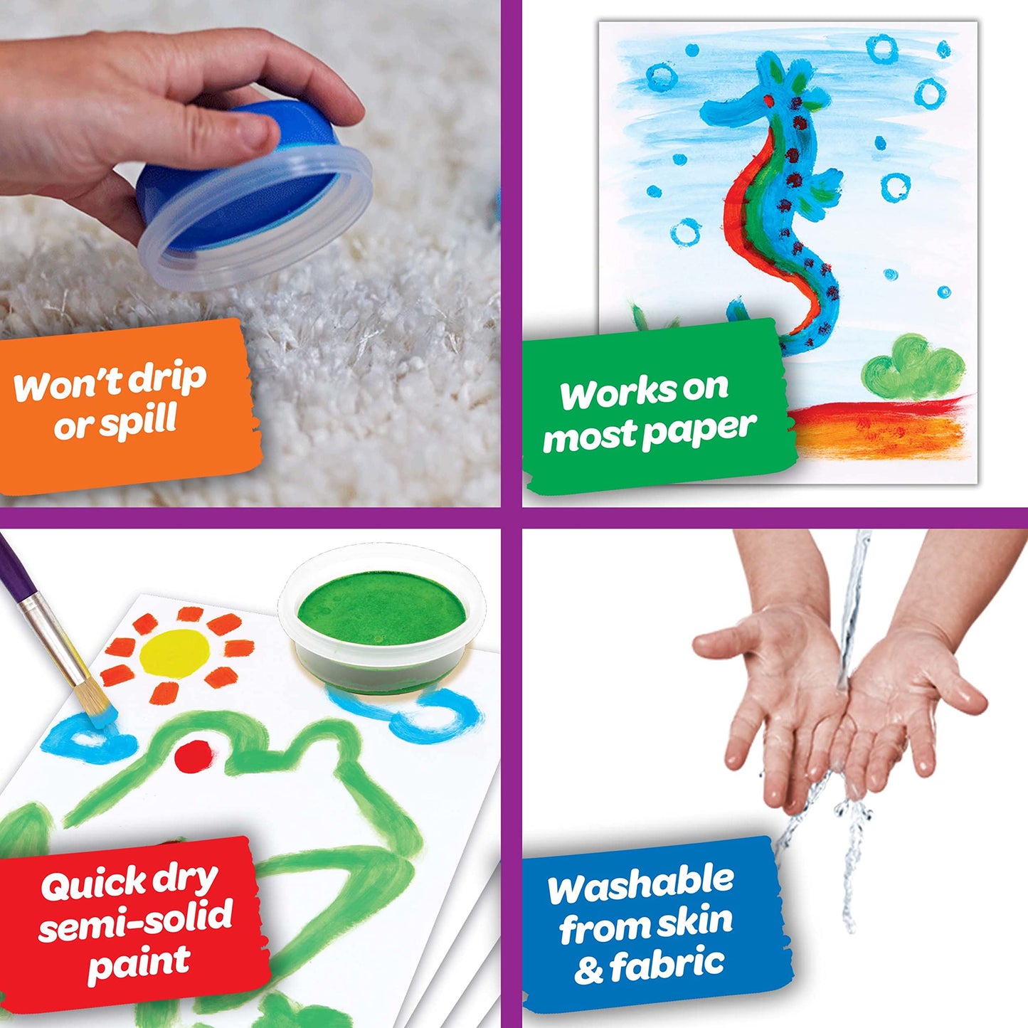Crayola Spill Proof Paint Set Washable Paint for Kids, Teacher School Supplies & Essentials, Includes Brush & Paper, Arts & Crafts, Toddler Gift, Ages 3+