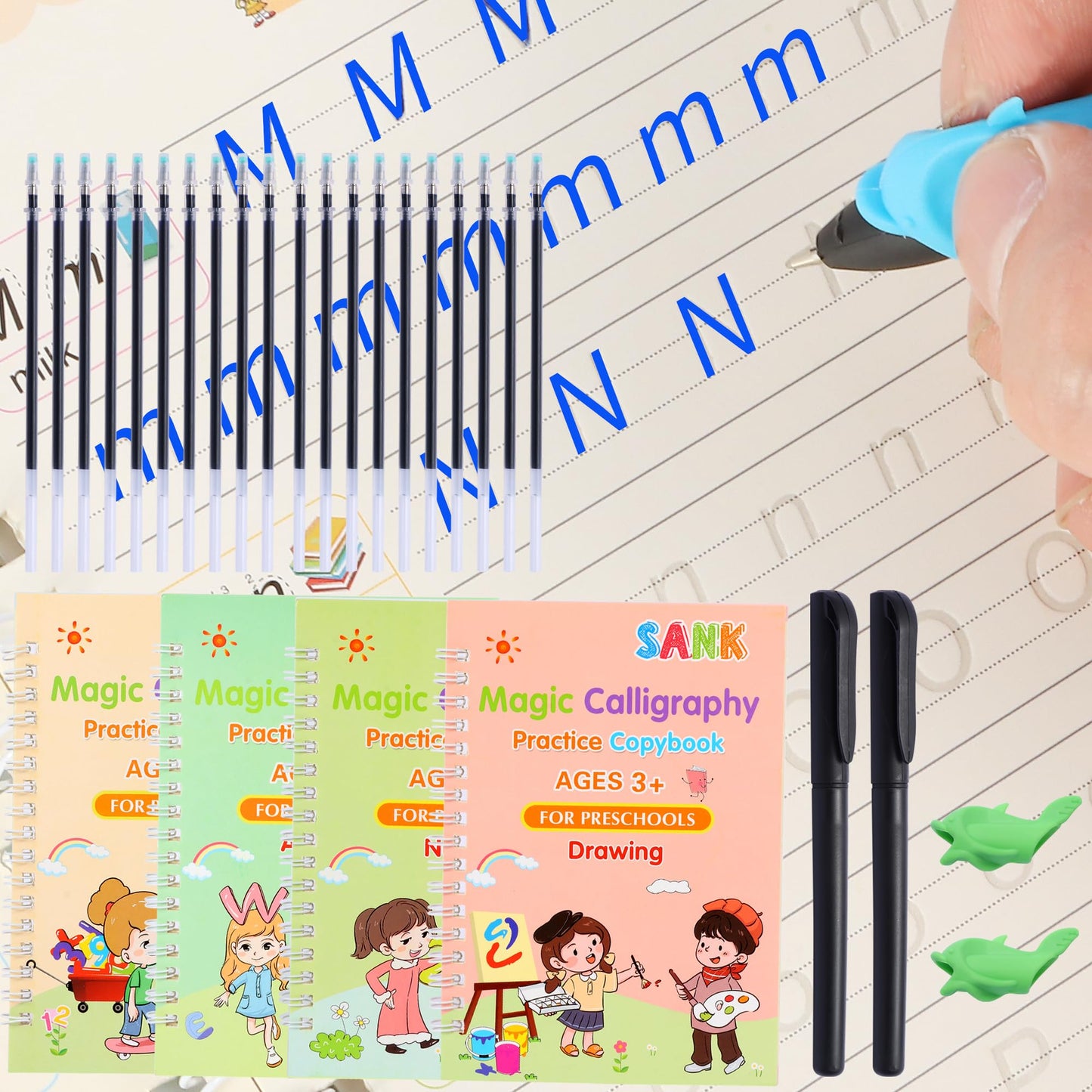 Magic Grooved Writing Practice Books, Reusable Grooved Handwriting Practice for Kids 3-8, Grooved Writing Books for Kindergarten Preschool Kids