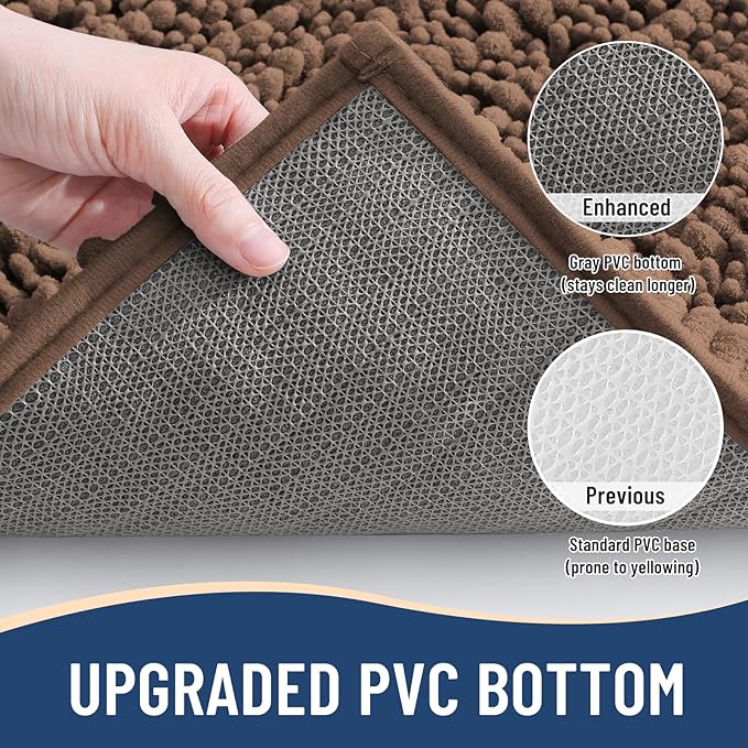 Arotive Luxury Chenille Bathroom Rug Mat, Extra Soft Thick Absorbent Shaggy Bath Rugs, Non-Slip Machine Wash Dry, Plush Bath Mats for Bathroom, Shower and Tub, 24x16, Mocha