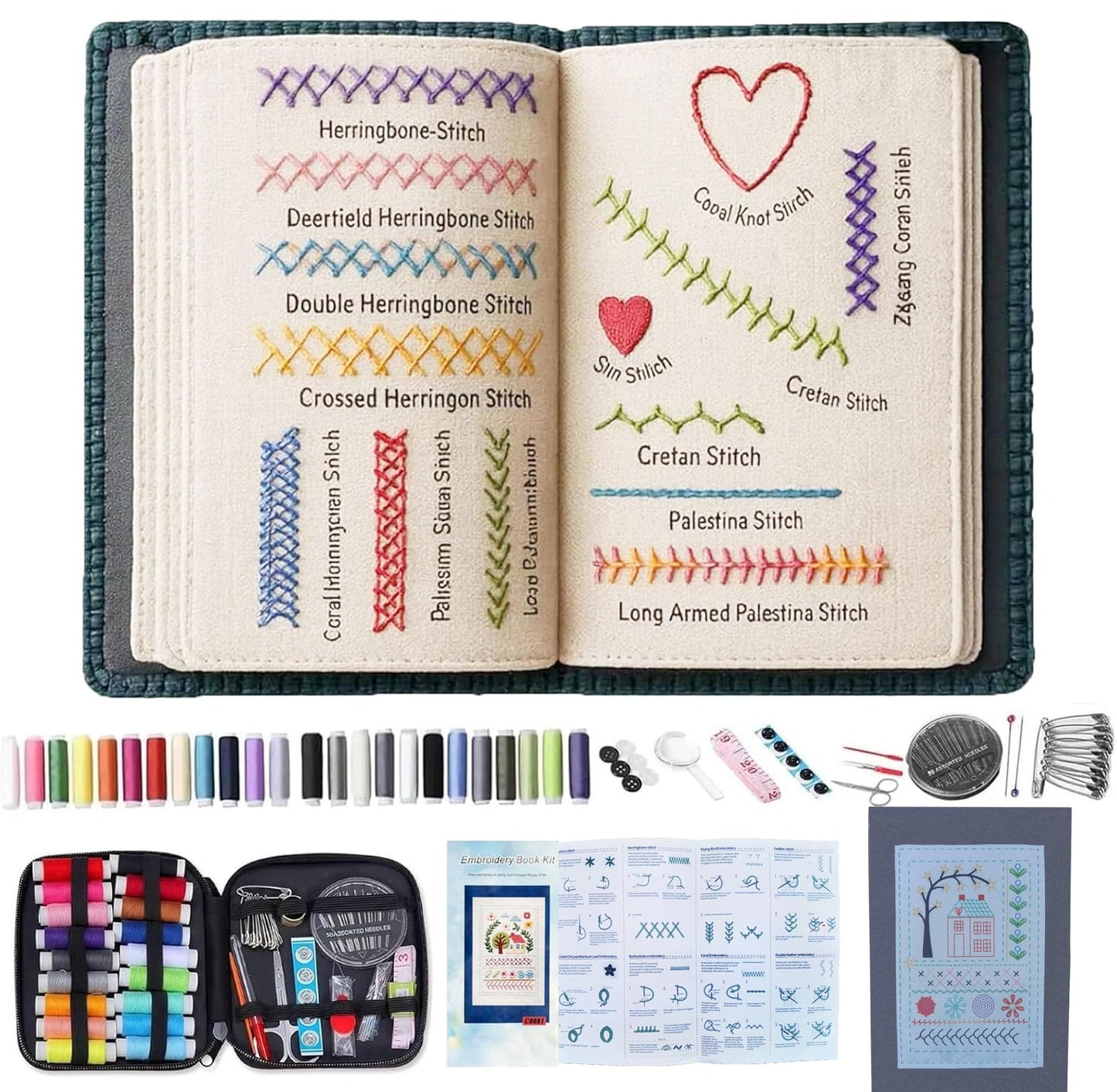 Embroidery Kit Stitch Book Large Size Cross Stitch Kits Embroidery Supplies for Adults Beginner