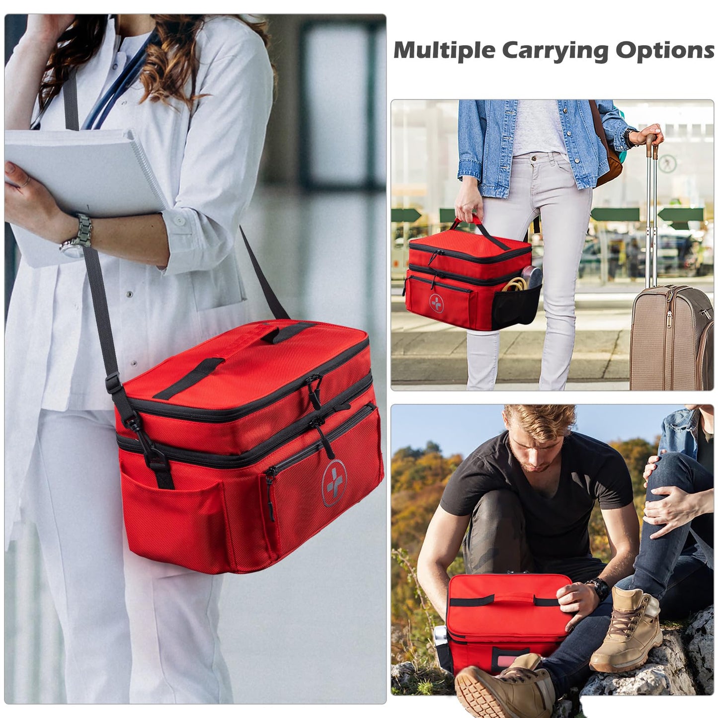 BAGSFY Travel Medicine Bag Organizer, Medical Bag Empty, Pill Bottle Organizer for Home, Large Medication Storage, Travel Carrying Case First Aid Kit Bags Empty, Emergency Kit.