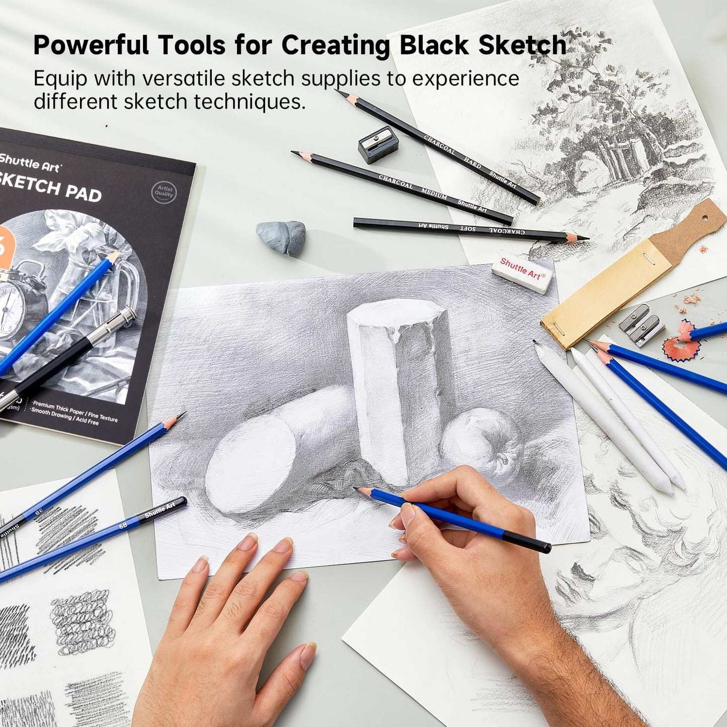 Shuttle Art Professional Drawing Kit, 123 Pieces of Drawing Pencils Set Includes Colouring Pencils, Watercolor, Charcoal, Graphite and Sketch, Ideal for Adults Children Artists