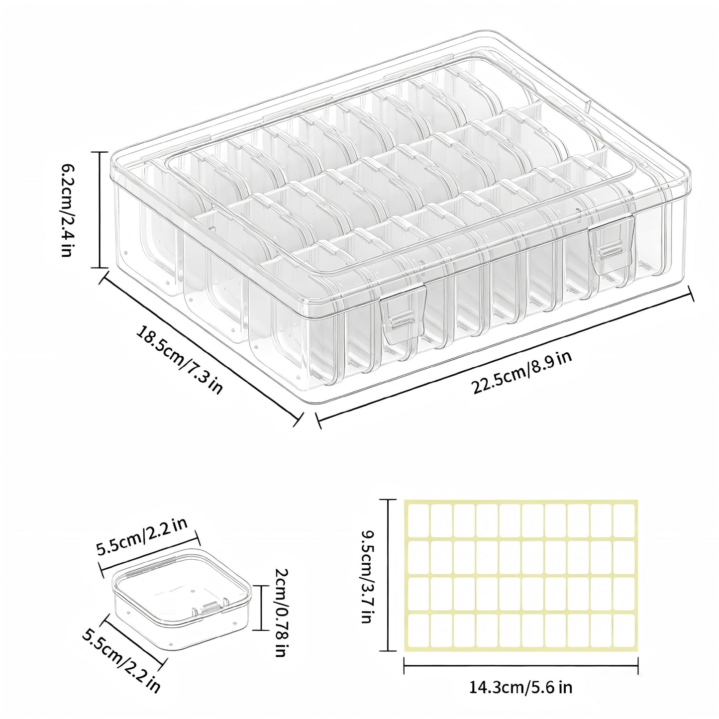 VANSUNS Bead Organizer Box, 31 Pcs Clear Plastic Storage Containers with Hinged Lids Mini Boxes for Jewelry Making, Crafts, DIY, Seed, Small Parts