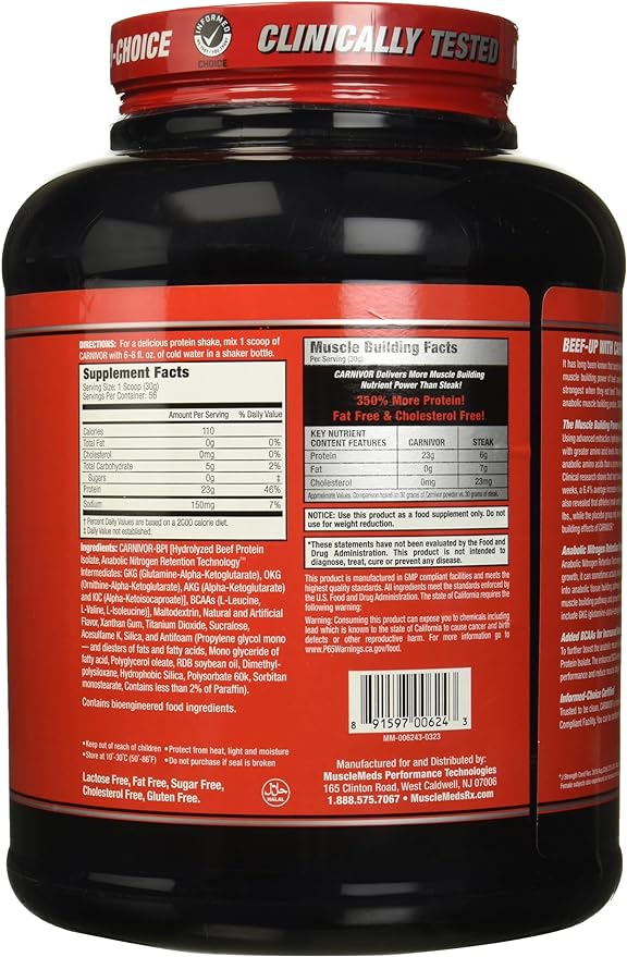 MuscleMeds Carnivor Beef Protein Isolate, 0 Lactose, 0 Sugar, 0 Fat, 0 Cholesterol, Cinnamon Toast Cereal, 4 Lb, 56 Servings