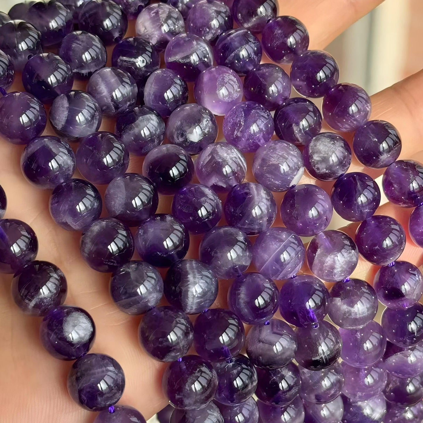 MJDCB Natural Dreamy Amethyst Beads Round Stone Beads DIY Loose Beads for Jewelry Making Beads 15" (10mm)