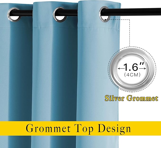 NICETOWN Bedroom Blackout Curtains and Drapes - Window Treatment Thermal Insulated Solid Grommet Blackout Draperies for Living Room (Set of 2 Panels, 52 by 95 Inch, Teal Blue)