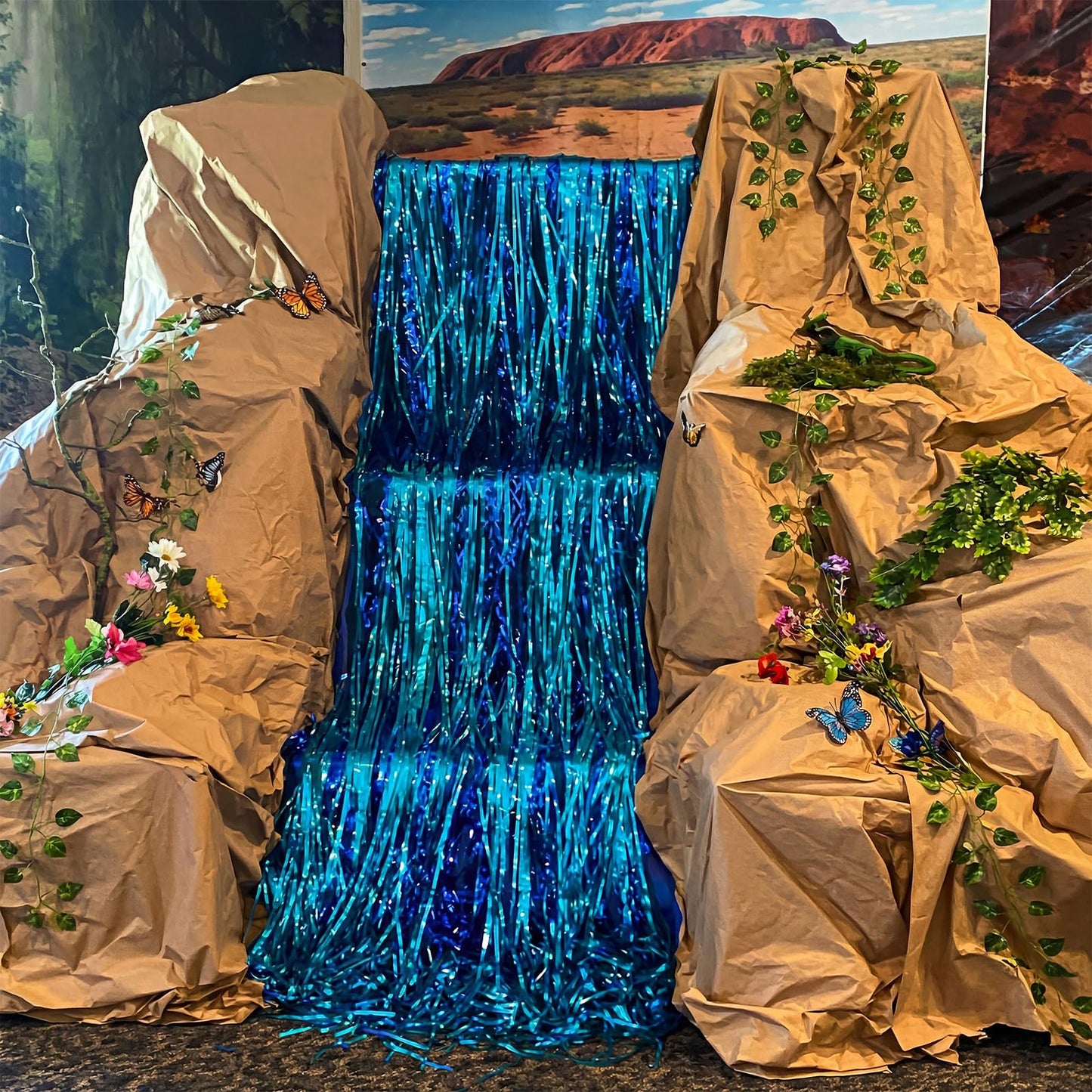 FunooFuno 2026 Vbs Rainforest Waterfall Decor Kit – Jungle Themed DIY Rock & Cascading Waterfall Backdrop for Vacation Bible School, Sunday School, Kids' Ministry, and Tropical Party Decorations