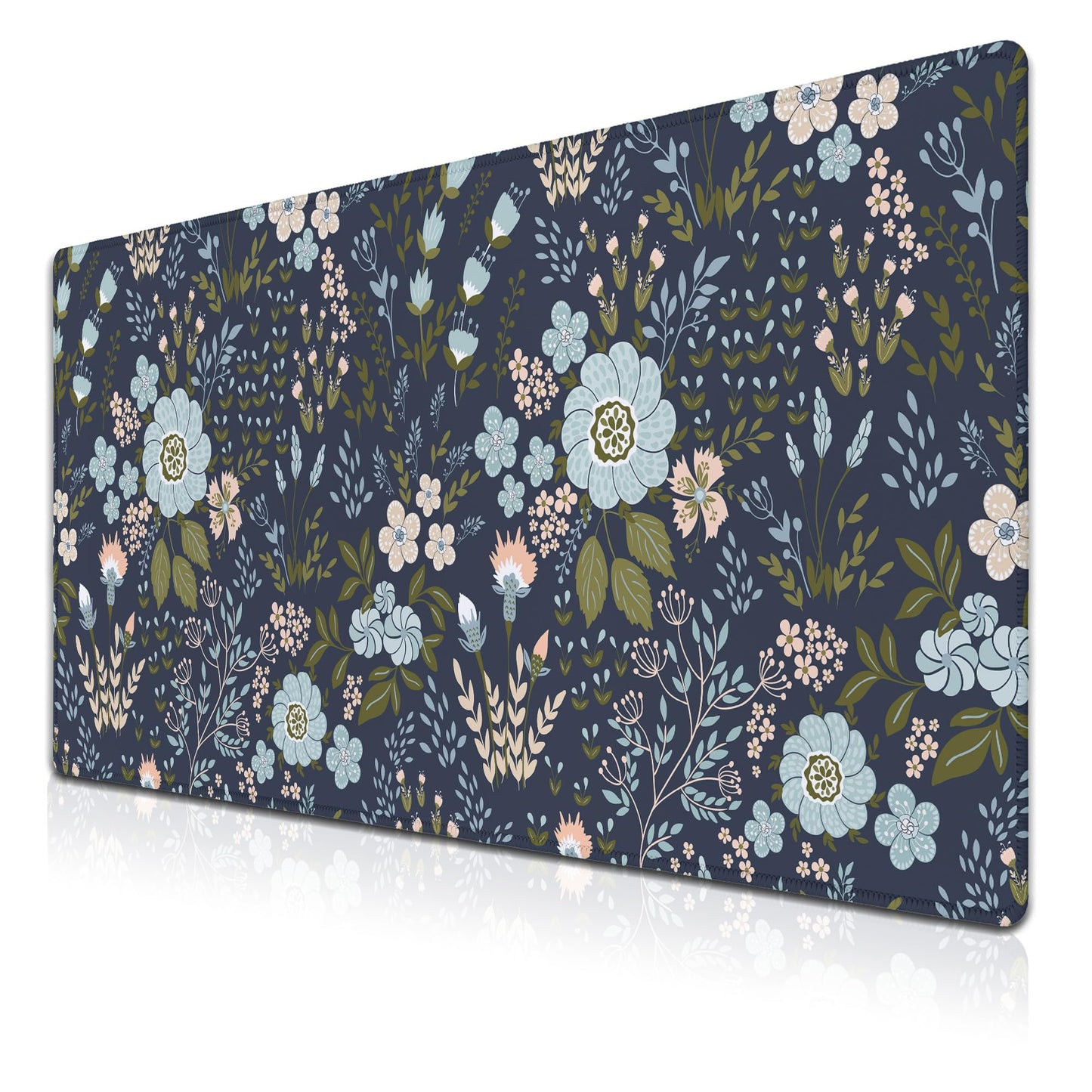 Samgula Office Desk Pads Floral Pattern Jumbo Mouse Pad Gaming Mousepad Large Mouse Pads The Desk Mat Non-Slip Rubber Base Waterproof with Stitched Edges 35.4 X 15.7 for Game Office,
