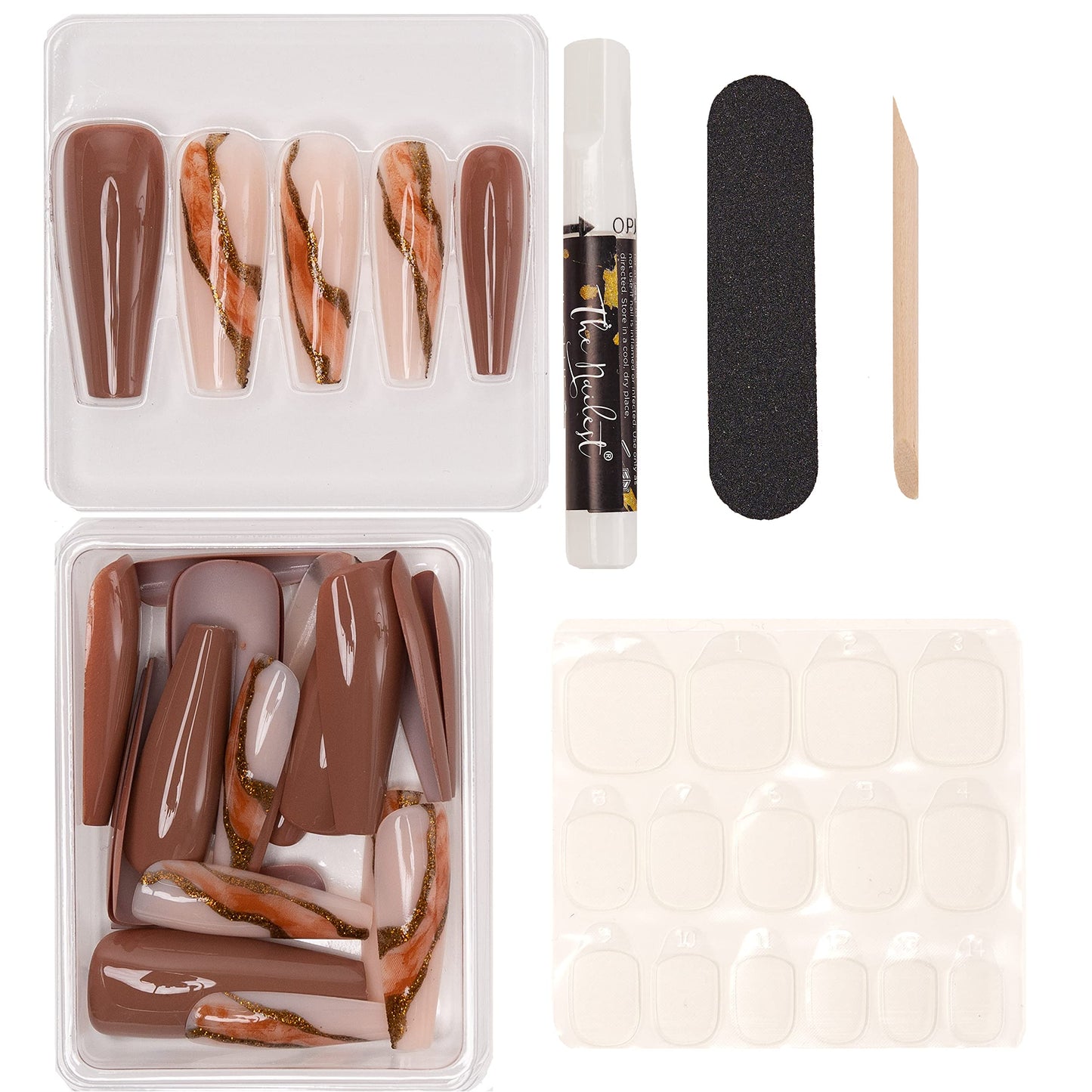 The Nailest - Instant Luxury Acrylic Press-on Nails-C-curve Long Coffin- Butterscotch