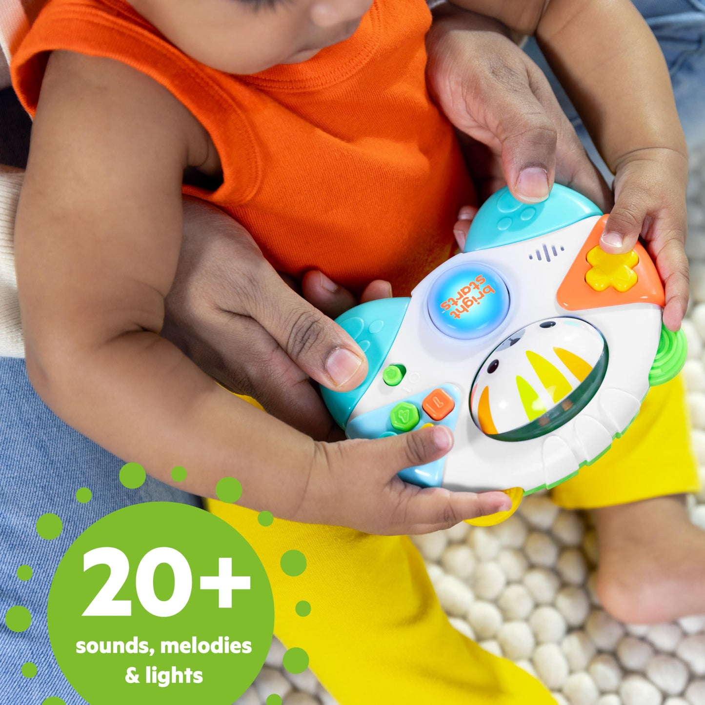 Bright Starts Gamer Buddy Baby Game Controller Toy, Tiger, Video Game Sound Effects and Melodies, Lights Up, 6 Months and Up