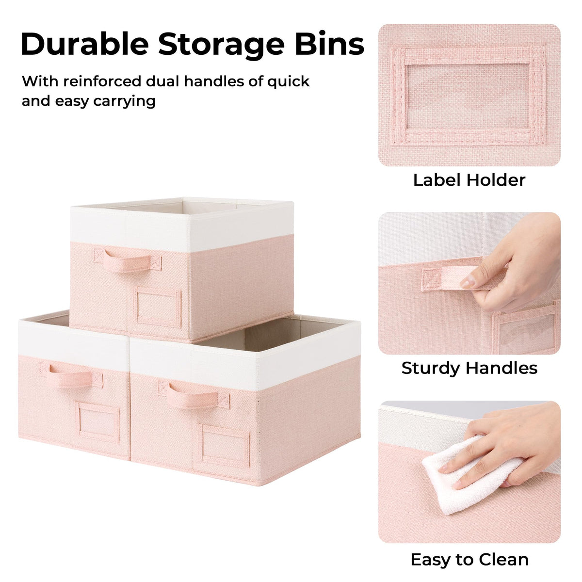 Closet Storage Bins with Label (3 Count)