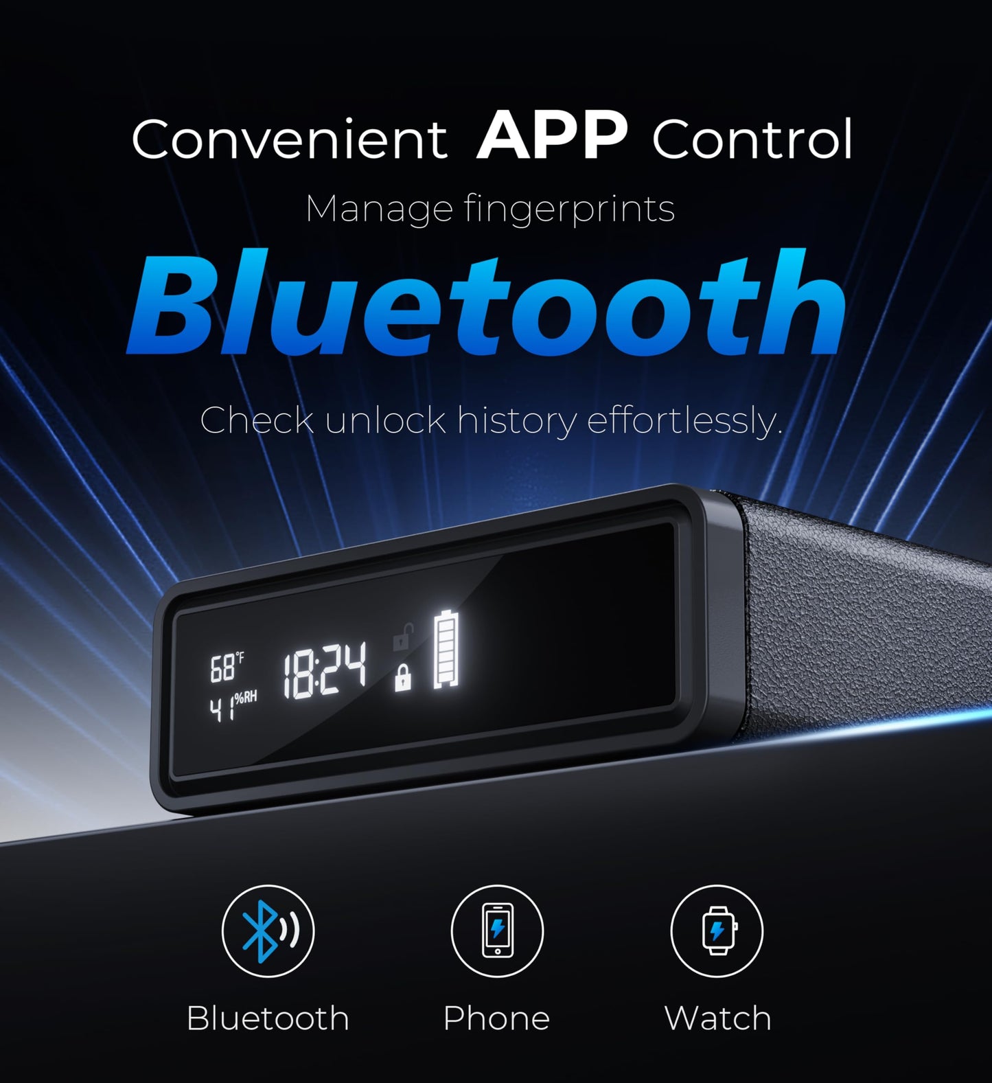 ORARAER Smart Biometric Gun Safe with Wireless Charging, Bluetooth App Control, 4 Unlock Methods, Bedside Drawer Safe LED Display,Money Box for Valuables, Gifts for Men