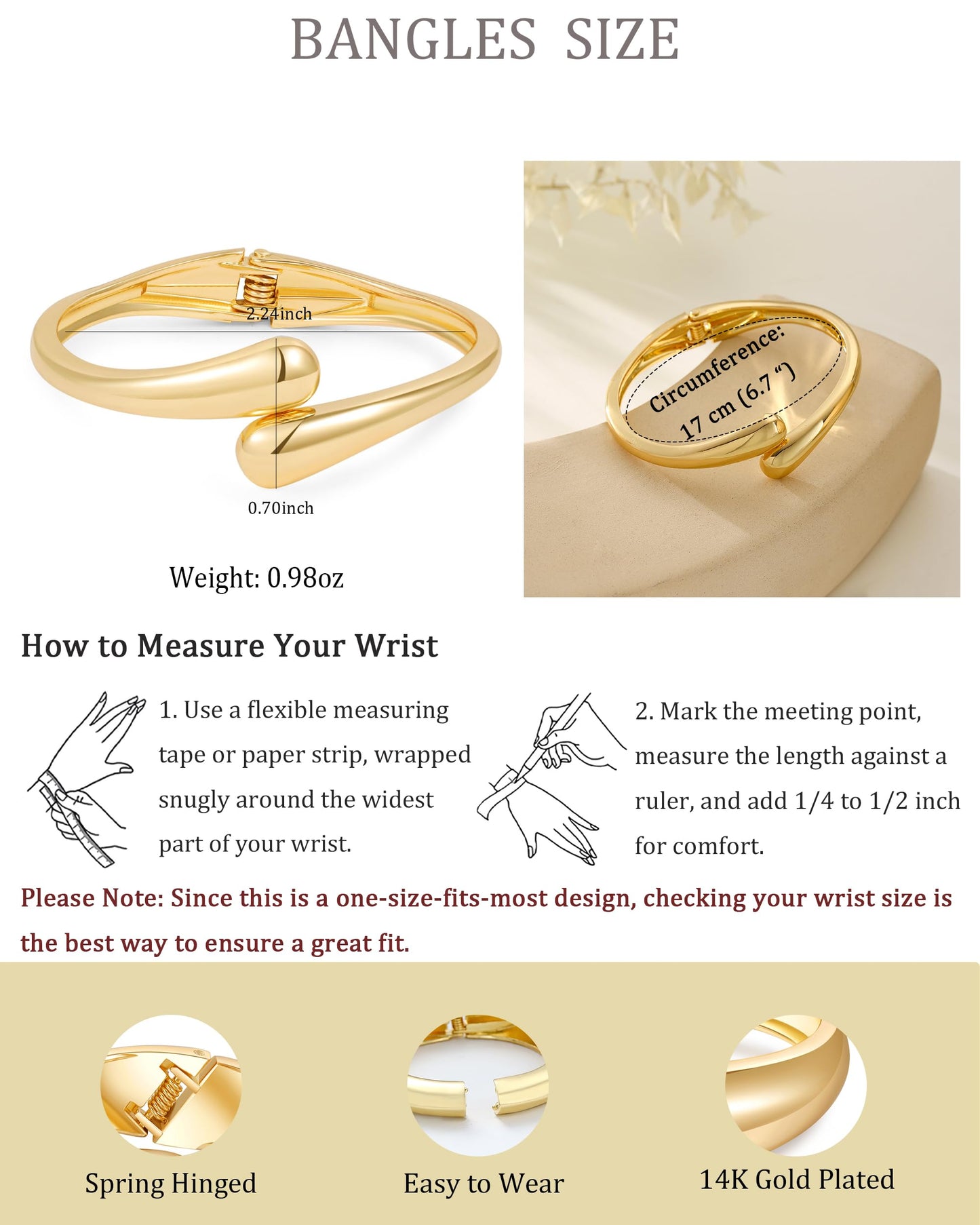 AYWFCBF 2pcs Silver Bangle Bracelets for Women, Trendy Hinged Cuff Open Wide Chunky Gold Bracelet Stack Arm Cuff Statement Jewelry Gifts for Women