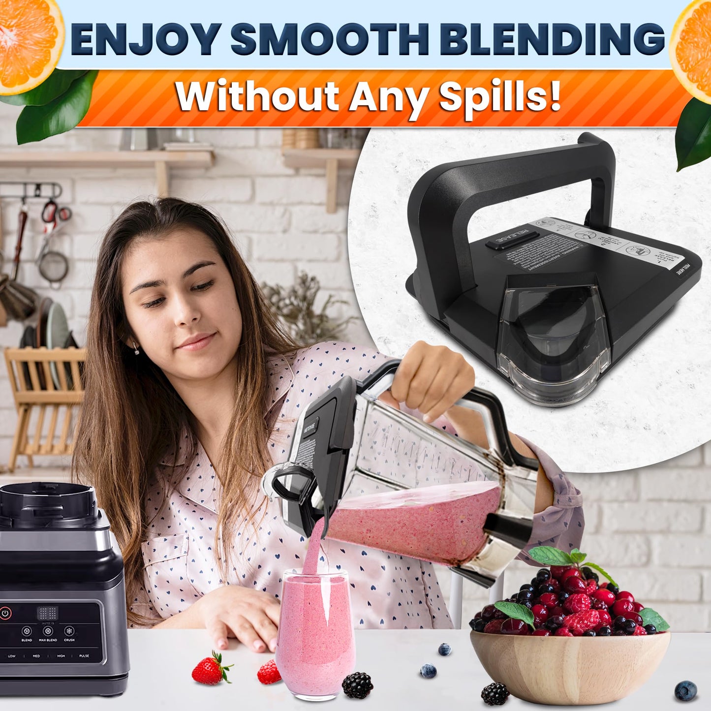 Replacement Lid for Ninja Blender – Fits NEW Rim Extension Pitcher Only, Compatible with Models BL770 BL770W BL771 BL771C BL772 BL772Q BL773CCO – Blender Lid Replacement 72 Oz Wide Jar Compatible