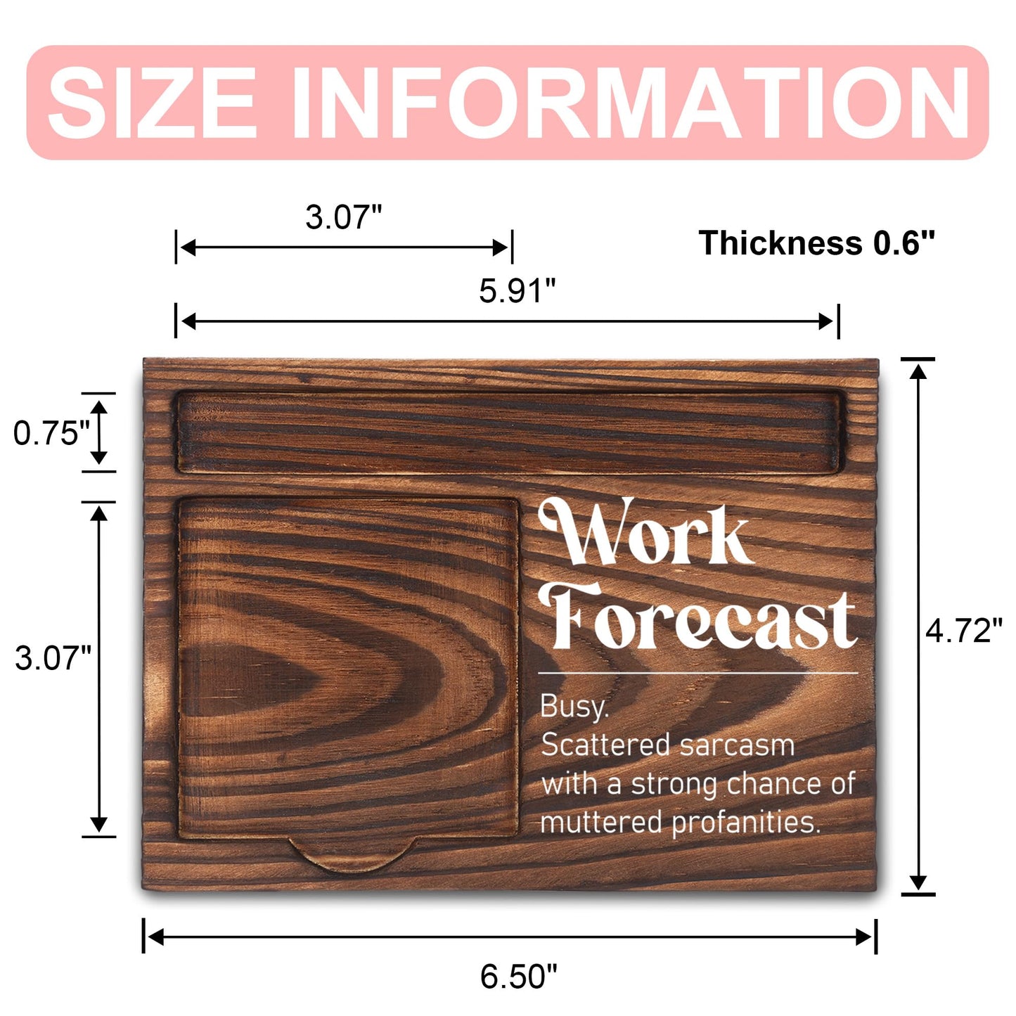 Funny Office Work Gifts for Coworker, Sarcastic Gag Going Away Farewell Gifts, Work Forecast Sticky Note Holder, Post-it Note Dispenser for Desk, Wooden Post-it Note & Pen Holder 6.5" x 4.7" - FTA110