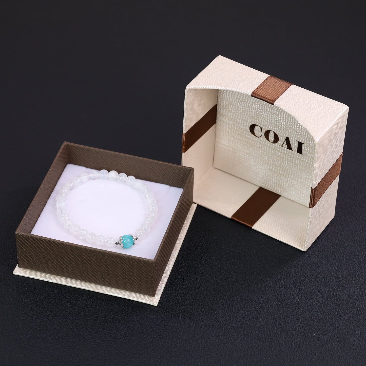 COAI Women's Birthstone Bracelet Amazonite Moonstone Bracelet Crystal Bracelet for Women