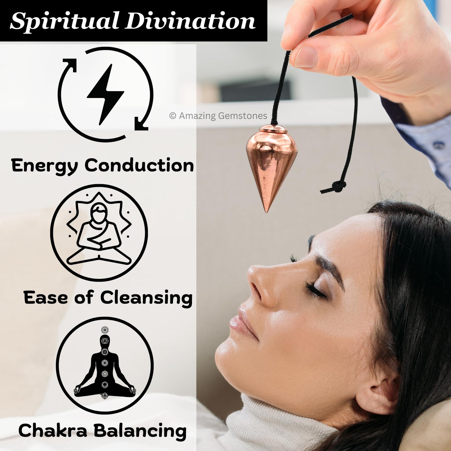 Amazing Gemstone Healing Metal Pendulums for Divination, Copper Dome Cone Copper Pendulum High Energy Pendulo de Bronce Pendulos de Mesa MP60