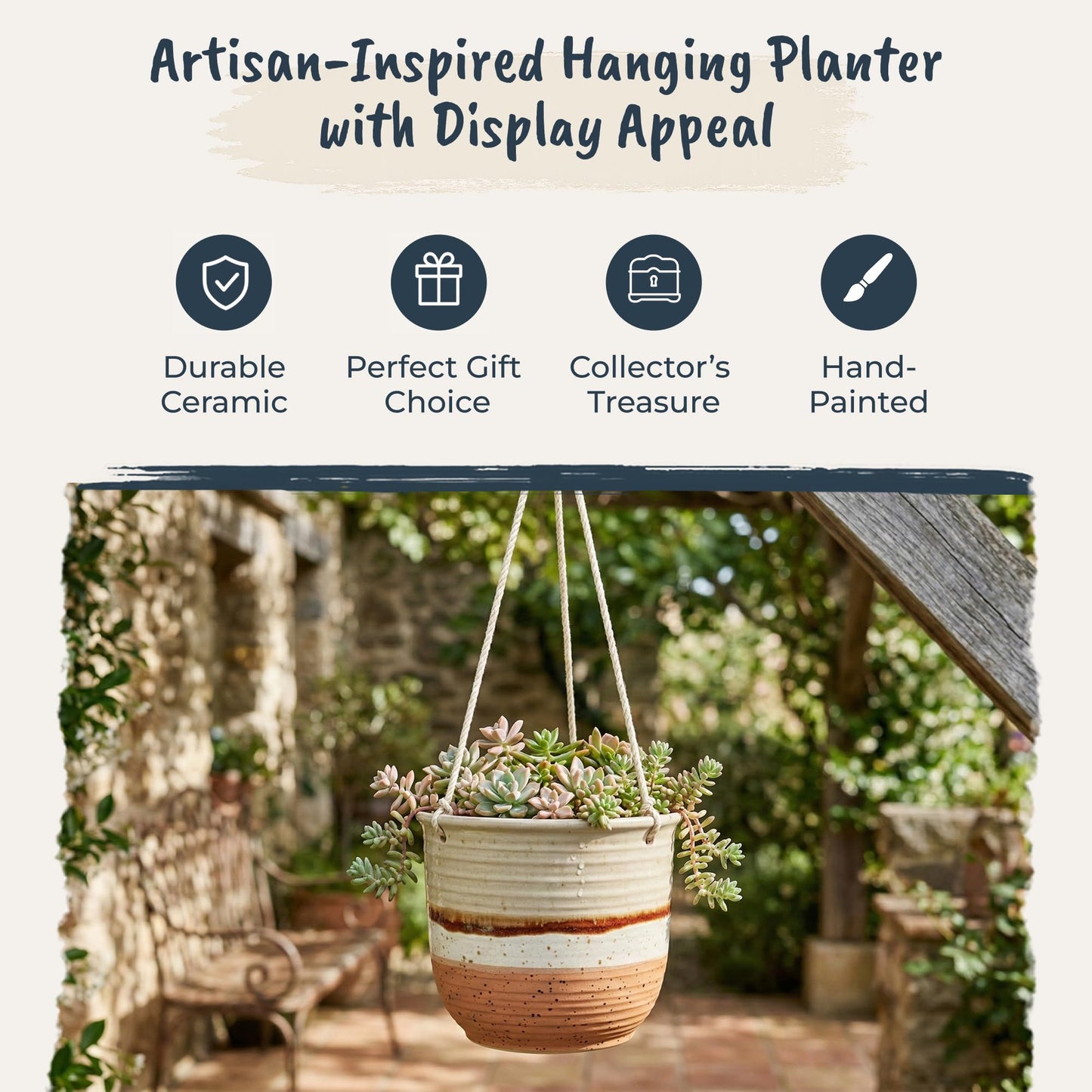 Blue Sky Ceramic Hanging Cannon Drip 6.5" Flower Pot